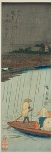 从浅草川远眺金龙山寺，选自 "江户名胜（江户名所）"系列 作者 歌川宏重