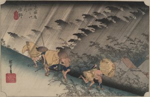 庄野行雨》，选自《东海道五十三站》系列 作者 歌川宏重