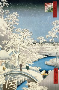 在Meguro的鼓桥和设置太阳山，从系列&39;100江户观&39;，酒吧。作者：Uoya Eikichi，1857，（oban尺寸，彩色木版画）