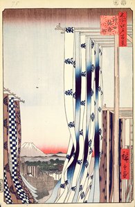神户的Dyers Quarter，1856年的江户一百个着名景观，75号（木版彩色印刷） 作者 歌川宏重