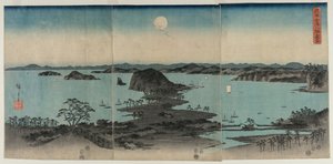 1857年的金泽八景夜景。 作者 歌川宏重