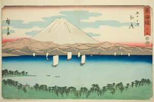 Ejiri-19 号，选自 "东海道五十三站 "系列，又称 "丽正东海道"。 作者 歌川宏重