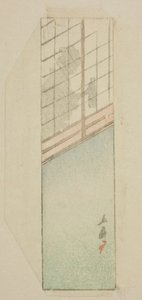 推拉屏风后的女性信封 作者 歌川宏重