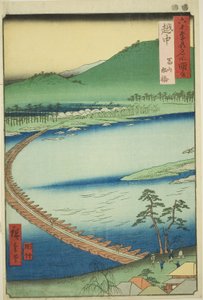 江中省：富山浮桥（江中，富山船桥），选自 "六十余省名胜 "系列 作者 歌川宏重