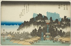 池上晚钟》，选自 "江户近郊八景 "系列 作者 歌川宏重