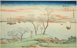 御殿山晚樱》，选自 "东都名胜（东都名胜）"系列 作者 歌川宏重