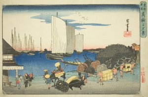 高轮晚景》，选自 "东都名胜（东都名胜）"系列 作者 歌川宏重