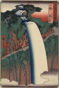 从1853年8月在下野省日光山的背后看到的瀑布