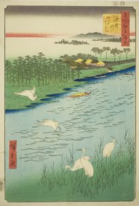 坂西渡口（坂西之渡），选自 "名所江户百景 "系列 作者 歌川宏重