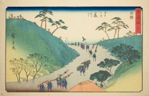 藤川第 38 号，选自 "东海道五十三站 "系列，又称 "丽正东海道"。 作者 歌川宏重