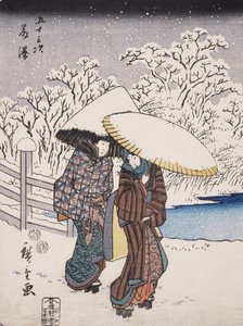 来自东海道53个系列的藤泽，1852年（彩色木版画）