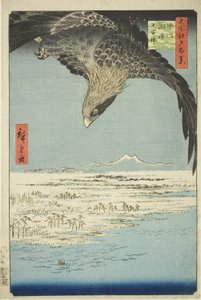 深川素昭和朱曼萩（深川素昭-朱曼萩），选自 "江户百景（名所江户百景）"系列 作者 歌川宏重