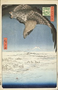 Fukagawa Susaki和Jumantsubo，第107号，来自江户的一百个着名景观，1857年（木版彩色印刷）
