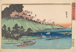 隅田川沿岸的盛况[隅田川花开]。 作者 歌川宏重