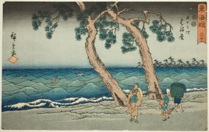 滨松-第 30 号，选自 "东海道五十三站 "系列，又称 "丽正东海道"。 作者 歌川宏重