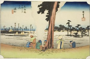 浜松：东海道五十三站 "系列中的 "浜松冬景"（Hamamatsu, fuyugare no zu），又称 "Hoeido Tokaido"。 作者 歌川宏重