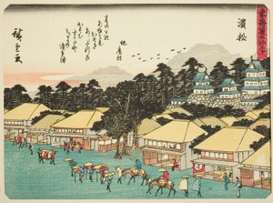 浜松，选自 "东海道五十三站 "系列，又称 "有诗的东海道"（Kyoka iri Tokaido）。 作者 歌川宏重