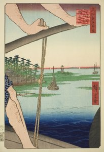 羽田渡口和弁天神社（羽田之桥弁天之桥），选自 "江户百景 "系列 作者 歌川宏重