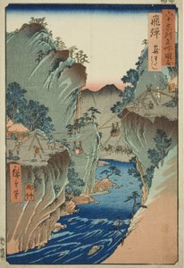 飞驒省：篮渡（飞驒，鹿野渡），选自 "六十多个省的名胜（六十多个省的名胜）"系列 作者 歌川宏重