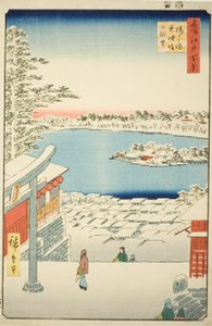 从汤岛天神神社眺望山顶，选自 "名所江户百景 "系列 作者 歌川宏重