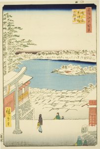 从汤岛天神神社眺望山顶，选自 "名所江户百景 "系列 作者 歌川宏重