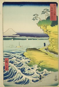 安房省穗田海滩，选自 "富士山三十六景 "系列 作者 歌川宏重