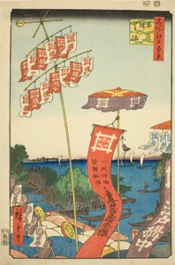 芝浦的金杉桥（Kanasugibashi Shibaura），选自 "江户百景（名所江户百景）"系列 作者 歌川宏重
