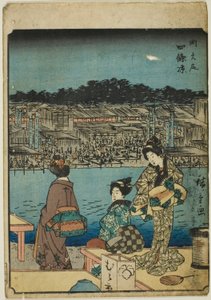京都：四条晚凉》，选自 "东海道五十三站 "系列，又称 "人形东海道"。 作者 歌川宏重