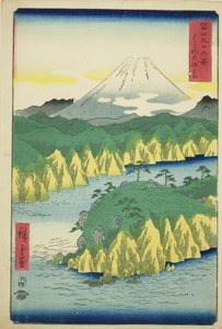 箱根湖，选自 "富士山三十六景 "系列 作者 歌川宏重