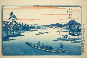 马崎晚春》，选自 "东都名胜 "系列 作者 歌川宏重