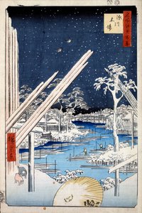 深川的伐木场 1856-1858年江户的一百幅名画。    作者 歌川宏重