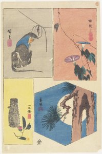 江户名胜的混合印刷，c。 1857年
