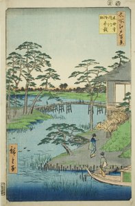 木部寺、内川入海口、御前斋畑（木部寺内川御前斋畑），选自 "江户百景 "系列。 作者 歌川宏重