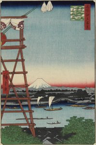 1857年5月在Ryo_goku的Motoyanagi桥和Eko_in寺 作者 Utagawa Hiroshige