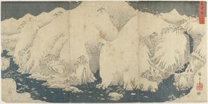 1857年8月在Kiso山口的山和河