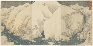 1857年8月在Kiso山口的山和河