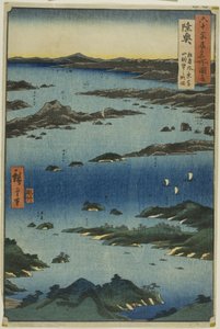 睦州：松岛远眺富山（睦州、松岛福庆、富山巢房のりやくず），选自 "六十余州名胜 "系列 作者 歌川宏重