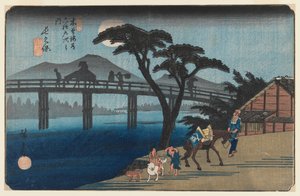 长堀，28号，系列六十九站的Kisokaido高速公路，1835-40（木版画） 作者 歌川宏重