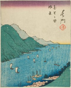 长门，"各省剪纸图（Kunizukushi harimaze zue）"系列第 15 号纸的一部分 作者 歌川宏重