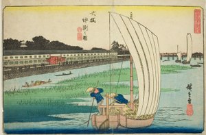中洲在大桥（大桥中洲之图），选自 "江户奇观（京都风景）"系列 作者 歌川宏重