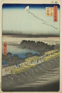 吉原日本堤，选自 "江户百景（名所江户百景）"系列 作者 歌川宏重