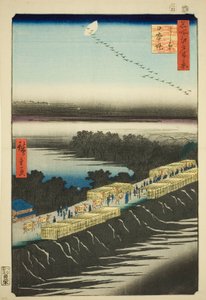 吉原日本堤，选自 "江户百景（名所江户百景）"系列 作者 歌川宏重