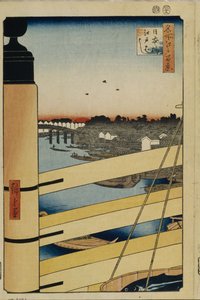 日本桥和江户桥在1856-1858年间架起了一百个江户著名风景 作者 歌川宏重