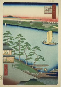 新宿渡口（Niijuku no watashi），选自 "江户百景（名所江户百景）"系列 作者 歌川宏重