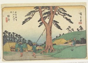 No.62 Samegai，1830-44（彩色木版画）