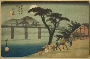 第 28 号：长久保，选自 "木更道六十九站 "系列 作者 歌川宏重