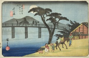 第 28 号：长久保，选自 "木更道六十九站 "系列 作者 歌川宏重