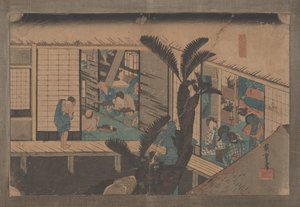 第37号&39;赤坂：服务女佣的旅馆&39;来自东海道的53个站，1833年
