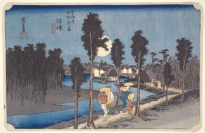 沼津，《东海道五十三站》系列中的黄色黄昏 作者 歌川宏重