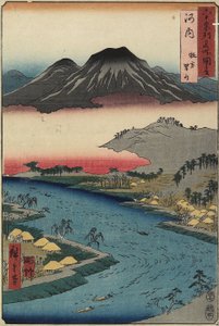 1853年7月从河内省的枚方看到的Otoko-yama山